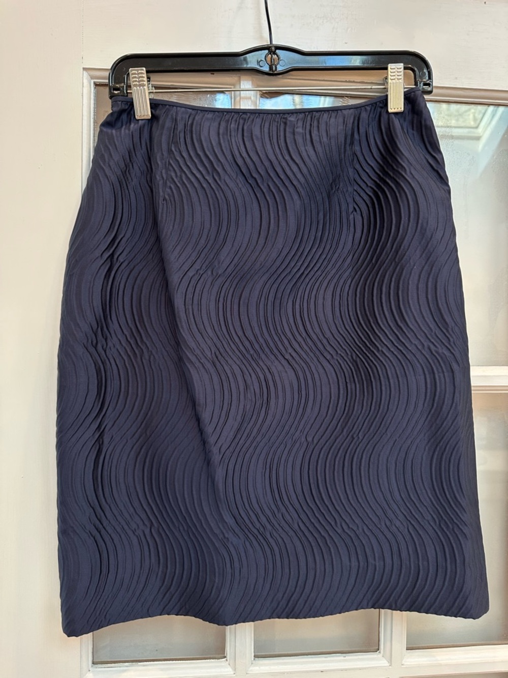 Vintage Carlisle Silk Classic Timeless Navy Wave Textured Women's Skirt Size 4